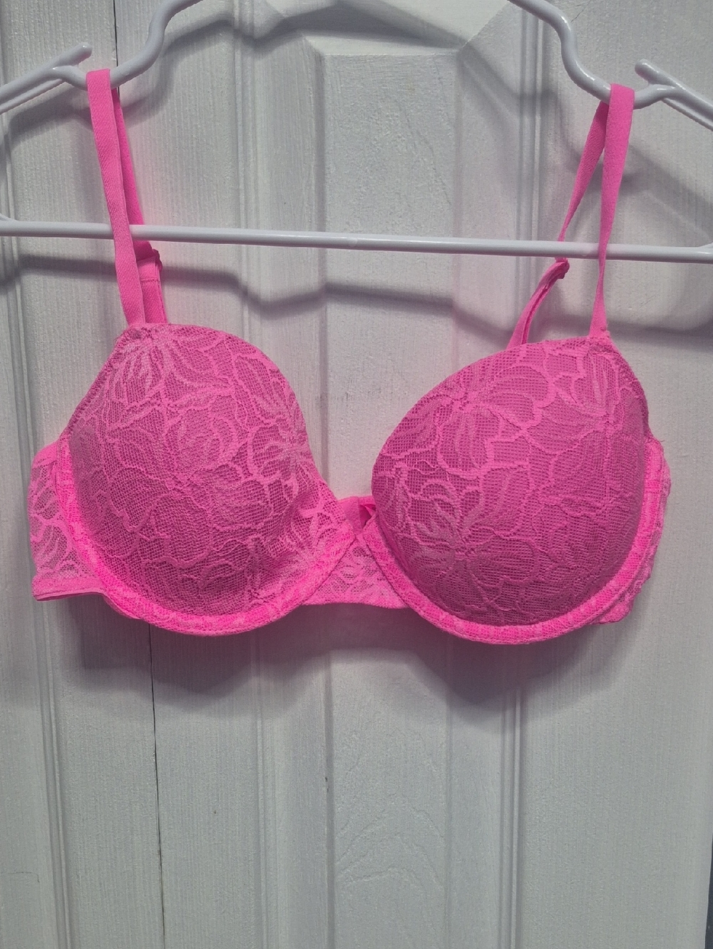 La SENZA Neon Pink Lace Push-Up Bra